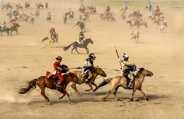 The photo shows a recreation of the Battle of Hendek (Ghazwat al-Khandaq)