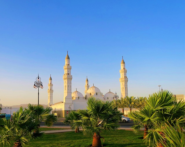 The photo shows Quba mosque